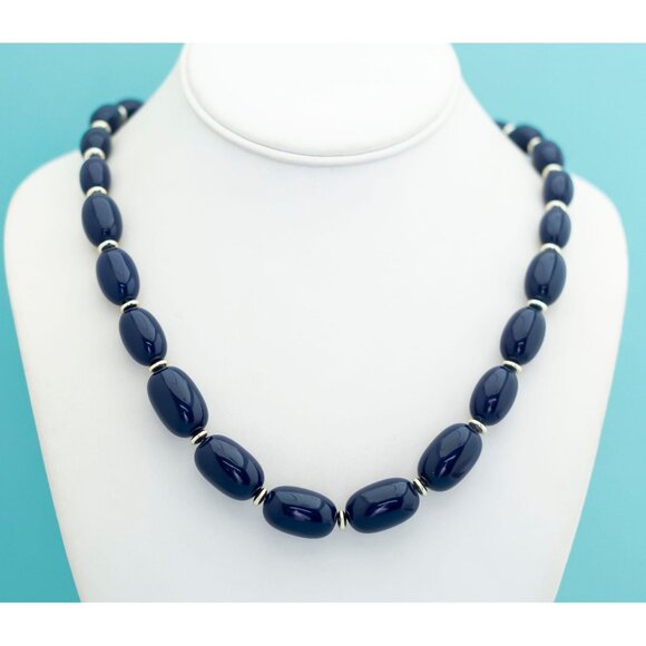 Gothic Dark Blue Beaded Necklace - 25. 5 inch - L13 - Picture 2 of 4